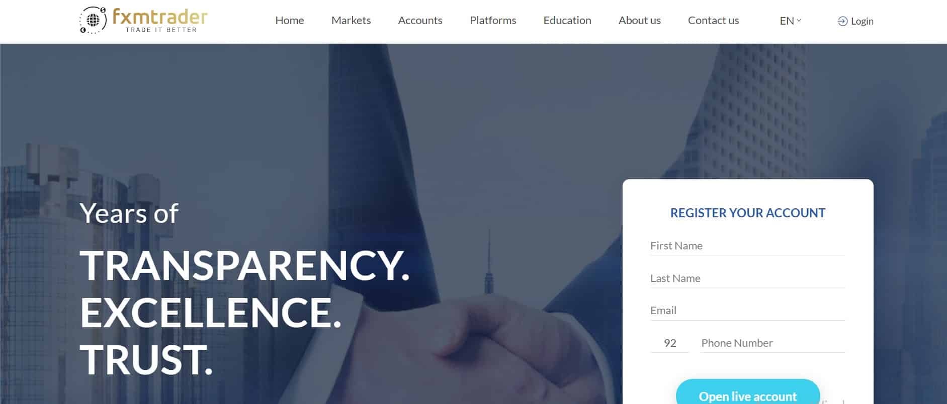 FxmTrader website