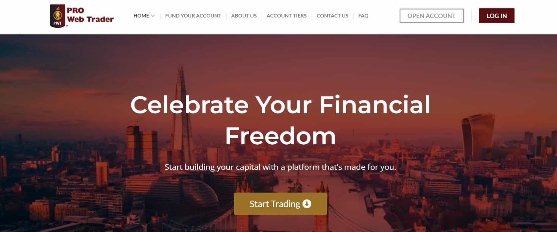 Pro Web Trader website